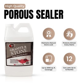 Rock Doctor Granite & Stone Impregnating Sealer – 64 oz | Stain Protection for Granite, Marble, Quartzite, Tile, Grout & Natural Stone | Covers 2000 Sq Ft | Indoor/Outdoor Use | Made in USA (1)