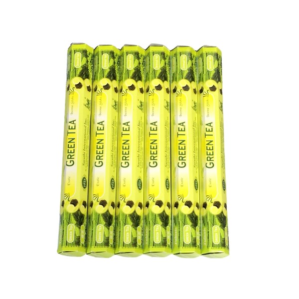 Tulasi Green Tea Incense Sticks, Hexagon (Pack of 20) x 6 Boxes