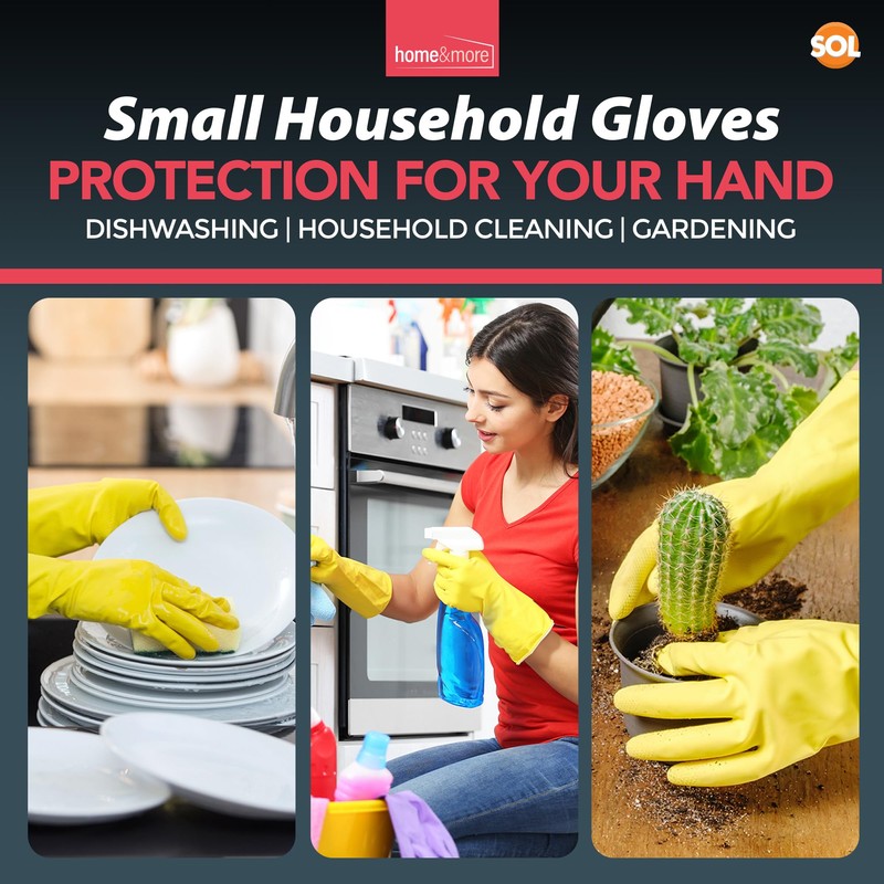 SOL 4prs Rubber Gloves Small, Multipurpose Househould Cleaning Gloves, Non-Slip