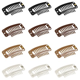 QZKJQDD 12 Pcs Wig Clip, 10-Teeth Hair Extension Snap Clips in Invisible Strong Wig Combs to Secure Wig no Sew Chunni Grip Dupatta Setting Clips for Girls Women Wig Headscarf Hijab & Tikka