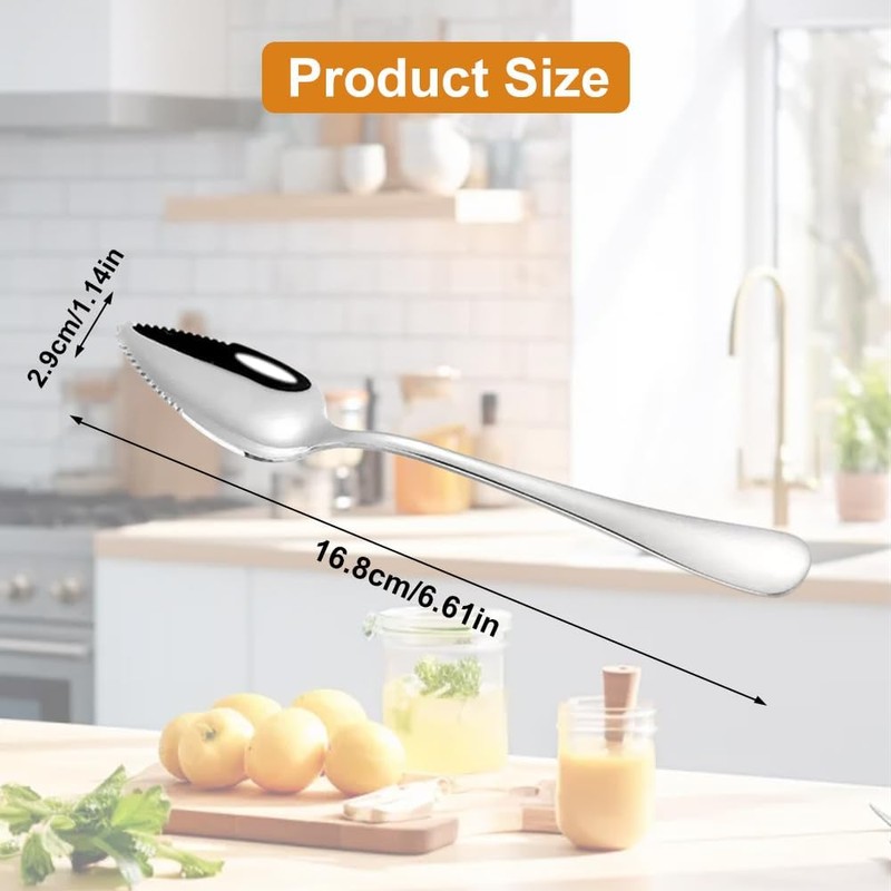 4 Pieces Grapefruit Spoon 16.8 cm Stainless Steel Serrated Spoons