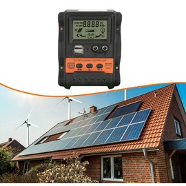 Solar Charge Controller, PWM Charge Controller w/ LCD 12V 24V 30A Solar Panel Charger Controller PWM Solar Charge Controller Universal Dual USB 5V Output