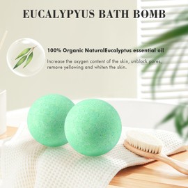 KASTU Bath Bombs Salt Balls,Eucalyptus Extract Essential Oils,Moisturizing Dry Skin,Fizzy Spa,Relaxation,Bubble Bath Bomb Gifts Idea for Men Women,100g x 2PCS