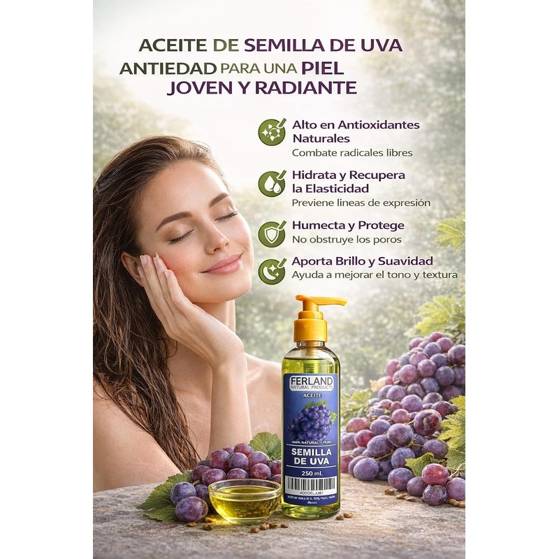 ACEITE DE SEMILLA DE UVA 100% PURO. 250 ml