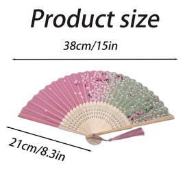 dinghaole 2PCS Bamboo Tassel Hand Fan - Traditional Folding Hand Fan, Decorative Oriental Style Cooling For Men And Women