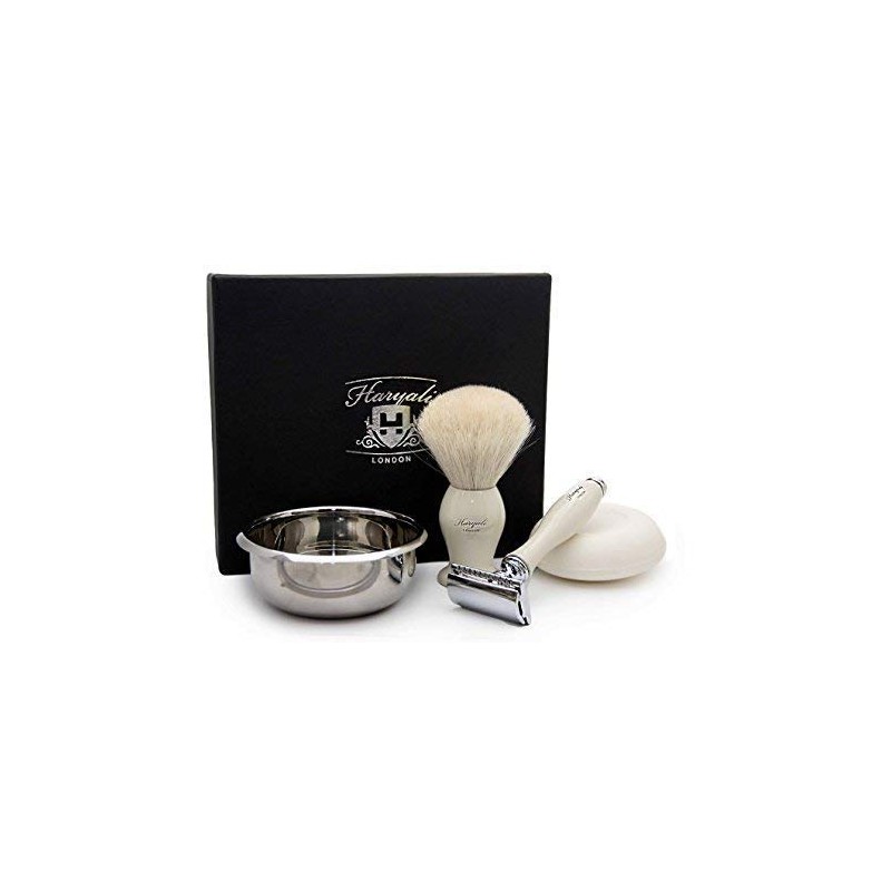 Mens Shaving Gift Set Includes Safety Razor, Pure White Badger