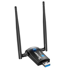 USB WiFi Wireless Adapter for PC - Techkey 1200Mbps Dual Band 2.4GHz/300Mbps 5GHz/867Mbps High Gain Dual 5dBi Antennas Network WiFi USB 3.0 for Desktop Laptop with Windows 10/8/7/XP Mac OS/10.9-10.15…