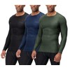 DEVOPS 3 Pack Men's UPF 50+ Long Sleeve Compression Shirts