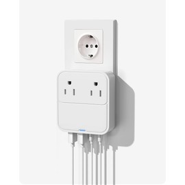 VPSUN European Travel Plug Adapter, 2500W AC Outlet Extender with 20W Type C Charger,Power Adapter for Italy Spain France Germany(20WPD)