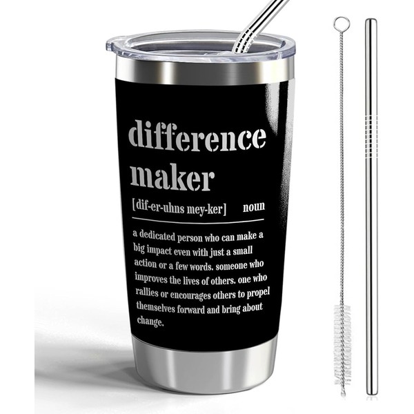 Difference Maker Definition 20oz Tumbler with Lid and Straw Thank