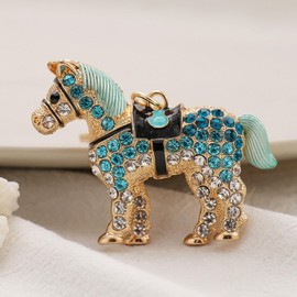 Cute Horse Keychain for Women, Blue Horse Key Chain for Ladies, Running Horse Summer Key Ring, Sparkling Horse Vacation Keychains, Punk Horse Keyring, Rhinestone Horse Animal Keychain Accessories