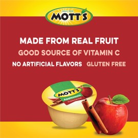 Mott's Cinnamon Applesauce, 4 Oz Cups, 18 Count, No Artificial Flavors, Good Source Of Vitamin C, Nutritious Option For The Whole Family