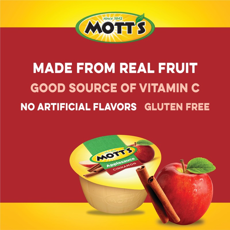 Mott's Cinnamon Applesauce, 4 Oz Cups, 18 Count, No Artificial