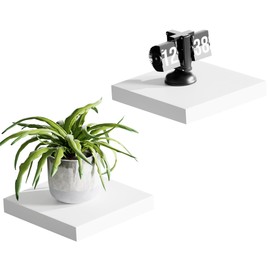 QsQueen Floating Shelves, Floating Shelves for Wall, Wall Shelves with Invisible Bracket, Bathroom Shelves, Bedroom Decor, Floating Shelf, Shelves for Wall Storage, Display Shelf, Set of 2