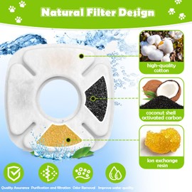 KAEGREEL Square Fountain Filters for Cat Dog Water Fountain, 9 Pairs Filter Replacement + 9 Black Sponges + 2 Cleaning Brush Compatible with 95oz/2.8L & 67oz/2L & 135oz/4L Pet Fountain