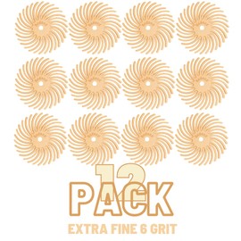 Dedeco Sunburst Radial Bristle Discs - 7/8" (22mm) Dia, TC Bristle, 1/16" (1mm) Arbor - Precision Cleaning Buffer Polisher Rotary Tool Accessories, Extra Fine 6 Grit, Aluminum Oxide - 12 Pack