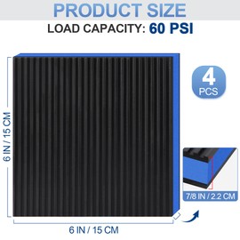 ToLanbbt 4 Pack Rubber Anti Vibration Pads 6" x 6" Heavy Duty EVA Mechanical Vibration Damping Isolator Pads 7/8" T Absorbing Mats for Compressor, Air Conditioner, Washing Machine, Dryer, Treadmill
