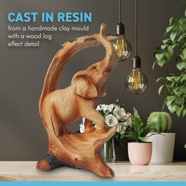 Thorness Wood effect resin Stately ELEPHANT UNDER TREE ORNAMENT |Ornaments for the home | Home accessories | Elephant Lover Gift Birthday Friendship Gifts | WILDLIFE ANIMAL LOVER GIFT