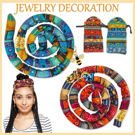 Puniae 3Pcs Spiral Lock Hair Tie Dreadlock Accessories Hair Tie Colorful Locs Bendable Band Accessories Ponytail Holders Dreads Thick Curly Hair Holder for Women Men Paired with Gold Decoration