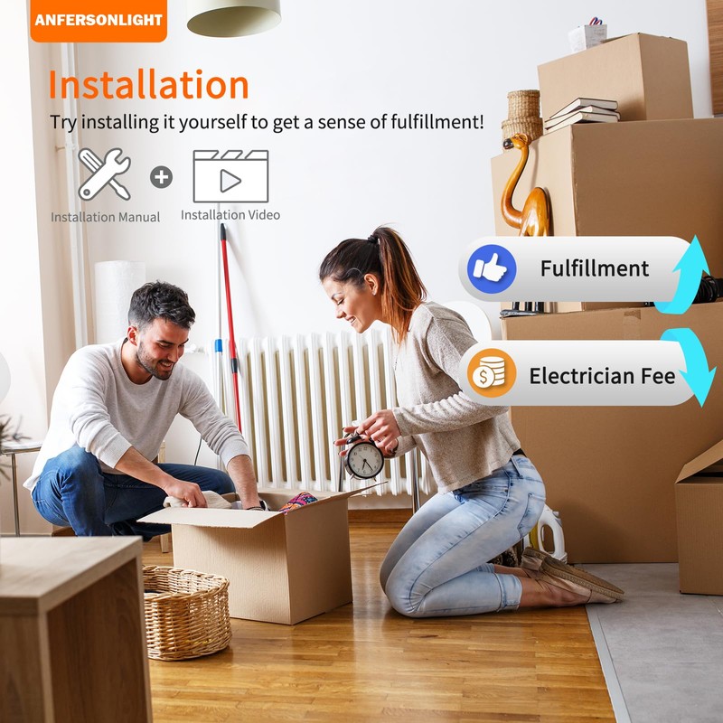 ANFERSONLIGHT Retractable Ceiling Fan with Lights and Remote, 42 Inch