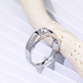 1.0 Ct Moissanite Engagement Ring S925 Sterling Silver 18K Gold Plated DF Color VVS Clarity Round Brilliant Cut Moissanite Wedding Rings Men's Anniversary Birthday Promise Ring (Polish, 9)