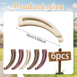 6 Pcs Banana Hair Clip, Banana Clips For Hair, Large Women’s Clips, Hairstyling Accessories for Thick and Fine Hairs，Ponytail Clincher Combs for Work Makeup Party Sports