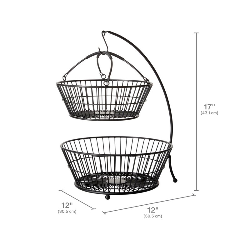 Mikasa Gourmet Basics Tully 2-Tier Iron Storage Basket with Banana