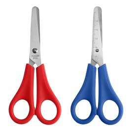 GZSYWZ 2 Pcs Kids Safety Scissors - Blunt Tip Children Preschool Craft Scissors with CM-Scale for Home School (Blue+Red)