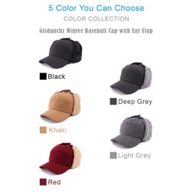 Gisdanchz Wool Hat Baseball Mens Earmuff Hat Baseball Cap Protection Winter Visor Hats Winter Cap Earflaps Snow Trapper Hunting Hat Woolen Cap Winter Earband or Men Khaki