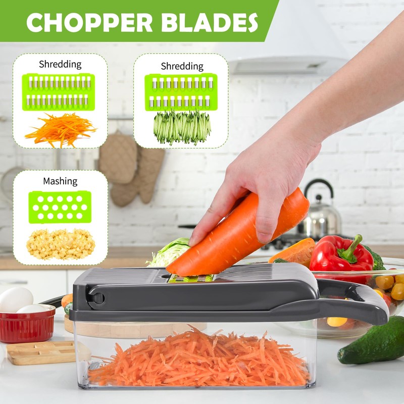 Vegetable Cutter, 16 in 1 Multifunctional Vegetable Cutter with 8