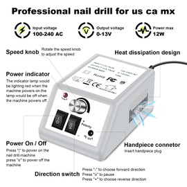 LAVAED Professional Electric Nail Drill Machine Kit - Low Noise Vibration with 156pcs Sanding Bands for Acrylic Nail Drill, Gel Art Remover, Polisher, Manicure, Pedicure