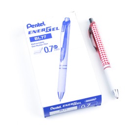 Pentel EnerGel Canadian Barrel Design 4, Retractable Liquid Gel Rollerball Pen, Everyday Writing, Office Supplies, School Supplies, 0.7mm Medium Point, Blue Ink, BL77CA-C2, Box of 12