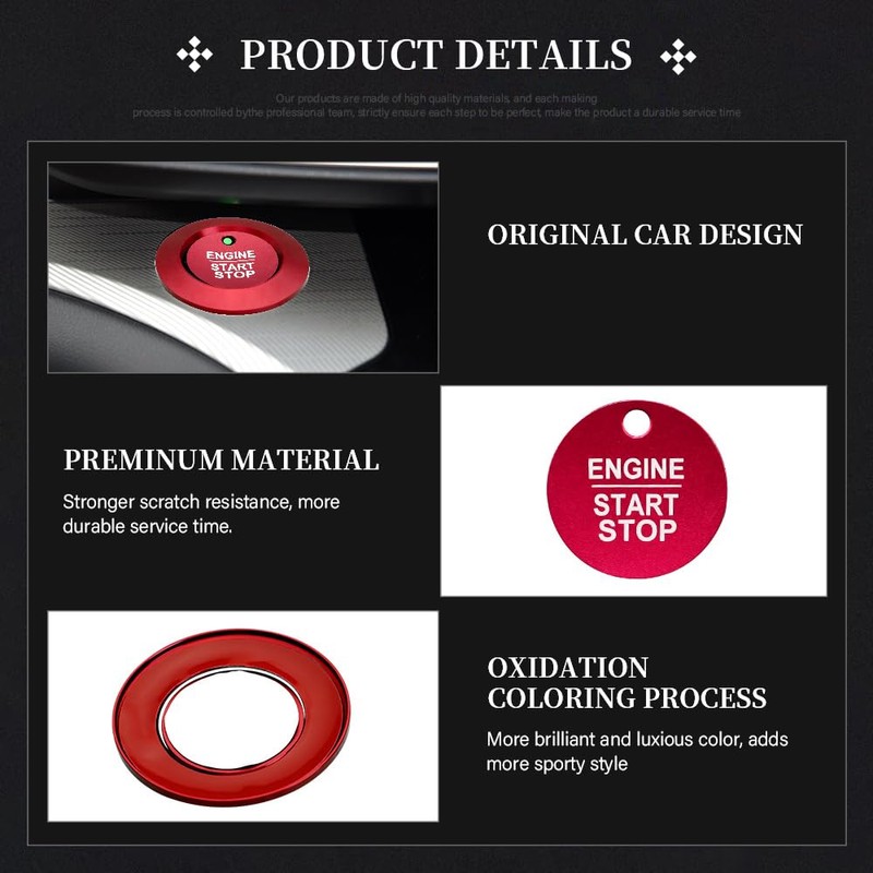 LECART Red Start Button Cover Sticker Fit for Ford Explorer