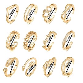 Lyfange Toe Rings for Women Gold Toe Ring Set Adjustable Open Rings Heart Arrow Toe Ring Infinity Ring Beach Foot Jewelry for Summer (12PCS-Gold)