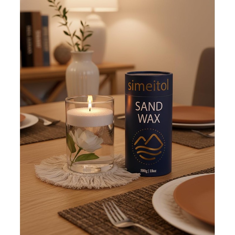 18oz Scented Candle Sand Wax, Sandalwood & Jasmine Scented Pearled