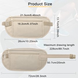 FuninCrea Money Belt, Nylon Fanny Pack Hidden Belt Bag with RFID Blocking for Women Men, Anti-Theft Waist Pack Under Clothes with Adjustable Buckle for Travel, Running, Hiking, Cycling (Black+Khaki)