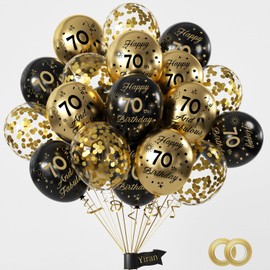 70th Birthday Balloons 15 Pcs Black Gold Happy 70th Birthday Latex Confetti Balloons Black Gold 70th Birthday Party Decorations Balloons for Men Women 70th Birthday Anniversary Decor Supplies(Age 70)