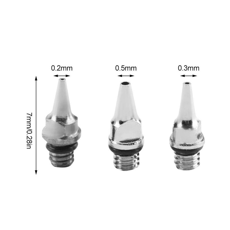 Airbrush Nozzle, Airbrush Accessories 3Pcs 0.2mm 0.3mm 0.5mm Airbrush Nozzles