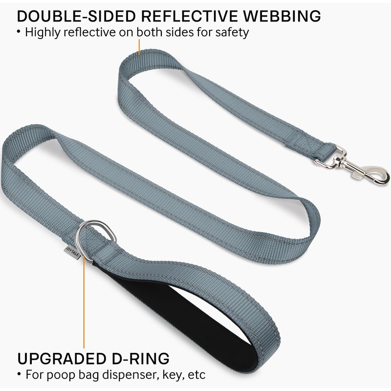 Joytale Double-Sided Reflective Dog Leash, 6 FT/5FT/4 FT, Padded Handle