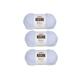 Keche Velvet Yarn for Crocheting, Soft Chenille Bulky Baby Blanket Amigurumi Yarn 3x100 gr (3x132 yds) (3- Skeins) - White