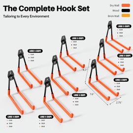 Wallavant Garage Hooks Heavy Duty, 10 Pack Wall Mount Storage Hangers with Extension Cord Holder Organizer, for Power Tool, Garden Tool, Utility, Ladder, Hose and More