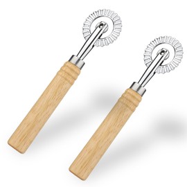 Pastry Cutter, Pastry Cutter, Roller with Wooden Handle, Dough Cutter Wheel, Ravioli Cutting Wheel, Pizza Cutter, Dumpling Tip Making, Noodle Dough Cutter, Roller for Home Kitchen