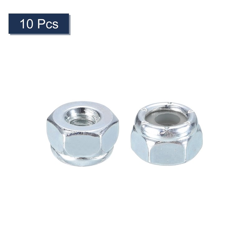 TA-VIGOR 10Pcs #8-32 Nylon Hex Lock Nuts, Carbon Steel Nylon