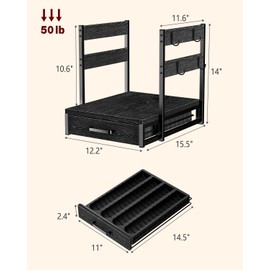 Evermagin Coffee Pod Holder Compatible with Nespresso, Vertuo Pod Holder for 56 Small or 28 Large, Nespresso Capsule Organizer Drawer Coffee Maker Station with Cup Rack, Black