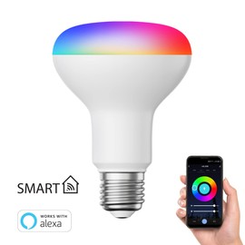 ledscom.de 4 Pieces E27 LED RGB Bulbs, R80, Warm White - Cool White (2700-6300 K), 9.9 W, 950lm, Smart Home, WLAN, Alexa, matt