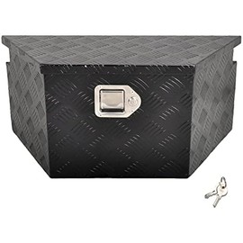 26 Inch Aluminum Trailer Tongue Tool Box 5 Bar Tread Wide Utility ToolBox for Pick Up Truck RV Storage Organizer Tool Box with Lock and Keys - 26"X13.3"X12" Black