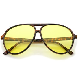 zeroUV Retro Large Blue Blocking Lens Aviator Sunglasses 60mm (Tortoise/Yellow)