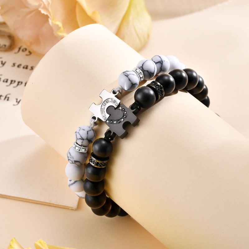 MEALGUET Puzzle Matching Bracelets for Couples