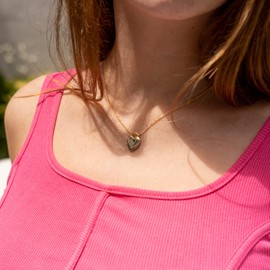 Puffed Heart Pendant Necklace in 18k Gold Vermeil | Heart Charm Necklace Adjust 16 to 18 Inch Gift for Her