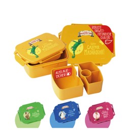 AWAVE The School of Magic Animals Lunch Box Children with Compartments rPET Yellow Caspar Snack Box 1 L with Lid and 4 Compartments Dividers Leak-Proof Lunch Box for School Nursery Picnic Travel